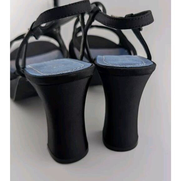 Vintage Mudd Size 10 Rita Platform Heels Black Strappy Satin Y2k 90s New In Box - Picture 5 of 11